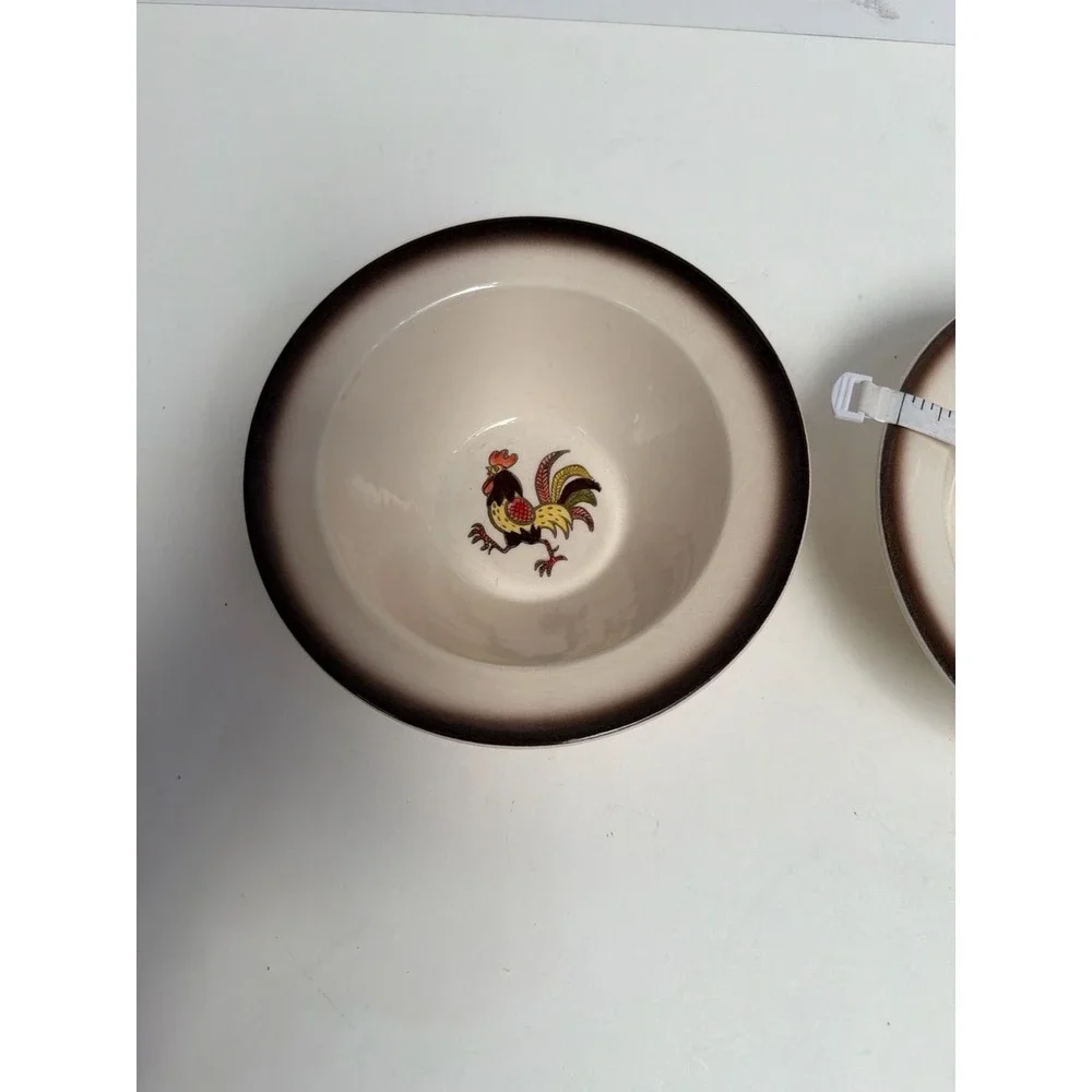 Vintage Metlox Poppytrail Red Rooster 7 Inch Cereal Bowls Set‎ of 2